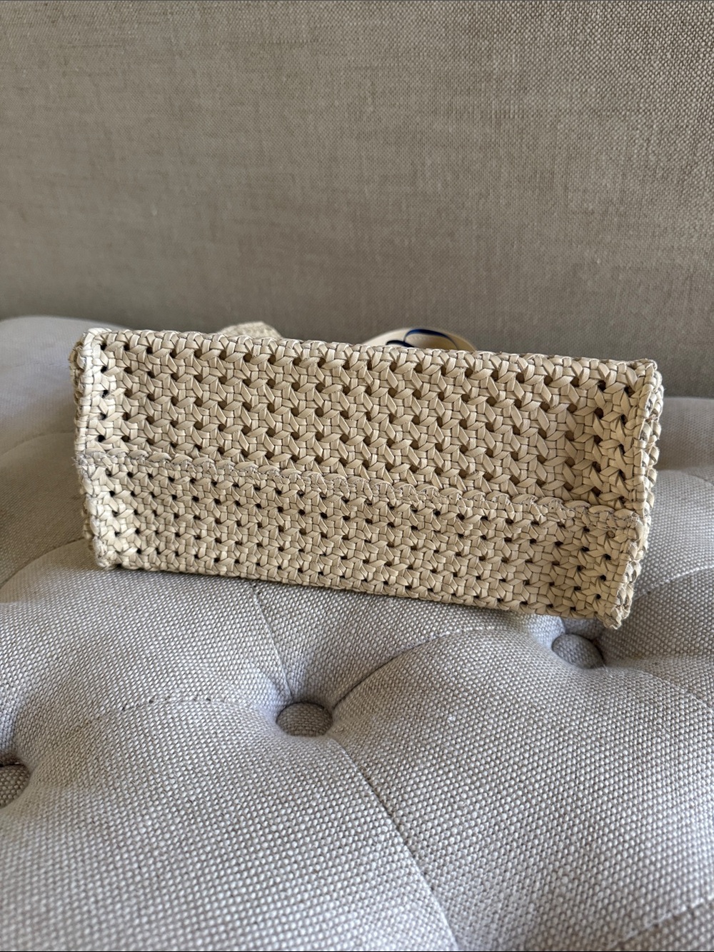 Clare V Natural Woven Straw Tote with Leather Handles - Picture 3 of 5